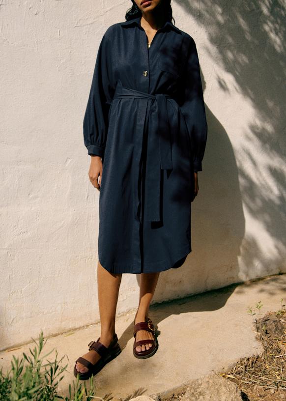 Izan Dress - Sézane x Holiday - Deep Navy - Organic Cotton