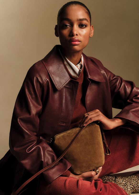 Clyde コート - キャメルスエード - ゴートレザー - Sézane