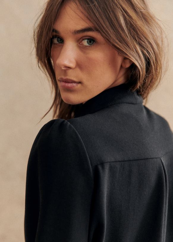 sezane ABÉLIA ブラウス black xs Abélia Blouse - Black - Recycled polyester - Sézane