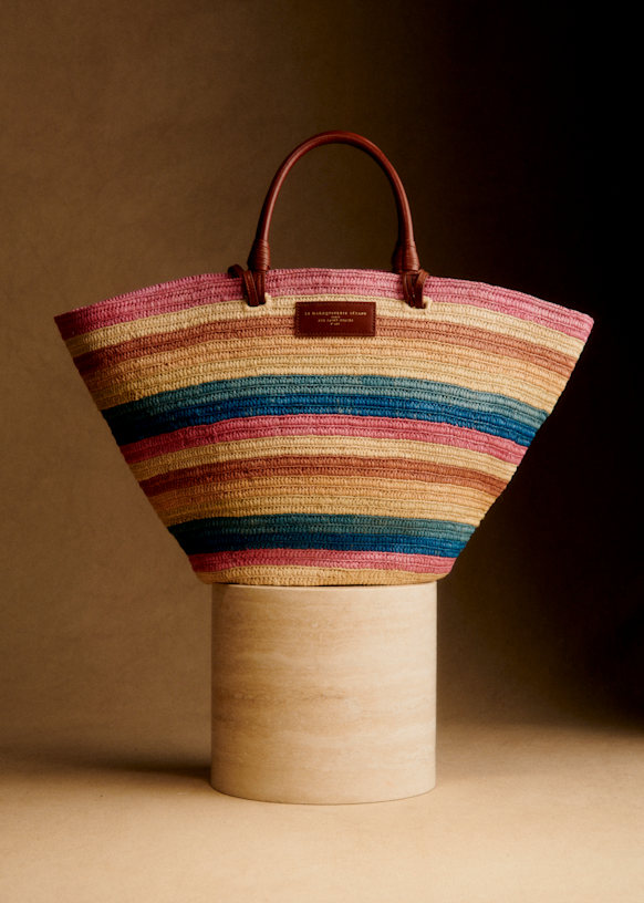 Justine Maxi Basket Bag - Raffia Pink/ Multi Rays - Raffia Justine Maxi Basket Bag - Raffia Pink/ Multi Rays - Raffia