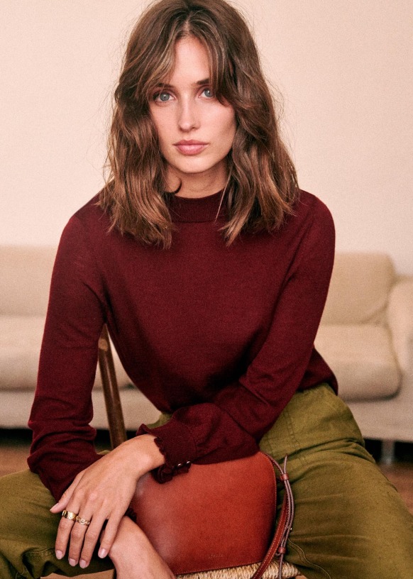Hazel Jumper Burgundy Merino Wool Sezane