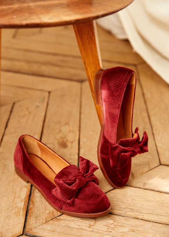 Noelie Loafers Velvet Taupe Textile Sezane