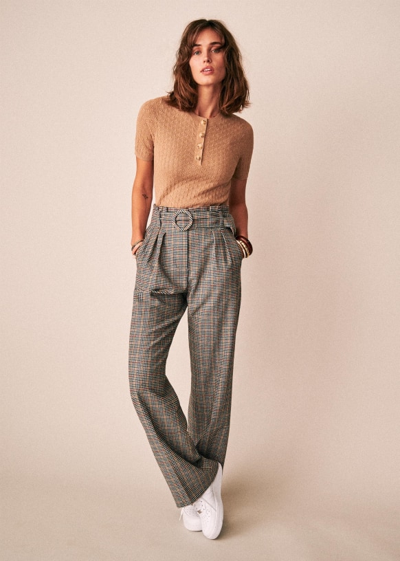 Leopard Jacquard Texture Knit Top & Wide Pants Set (Sold Separately)
