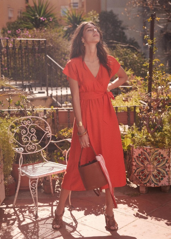 Benedicte dress. - Red - Silk - Sézane