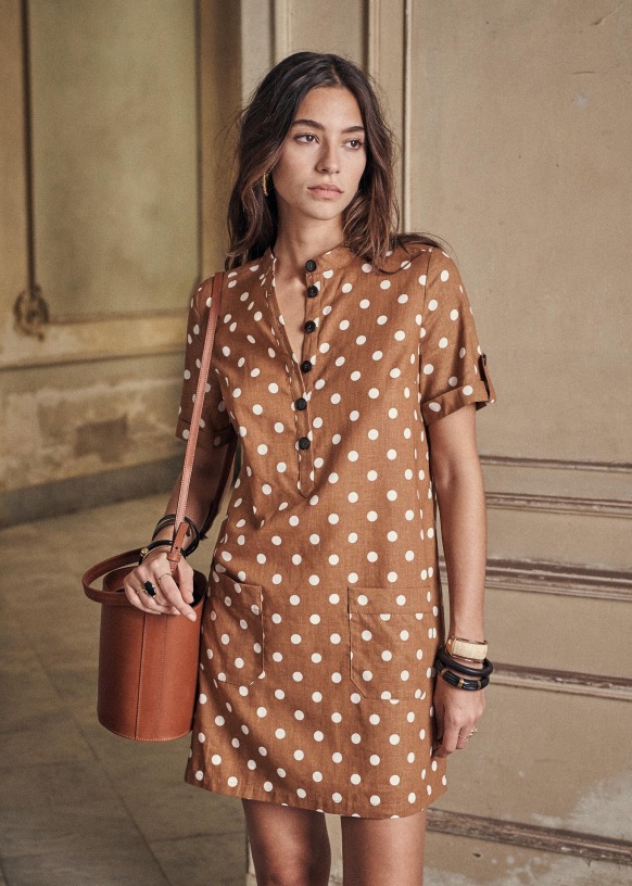 Coffee polka dot dress outlet