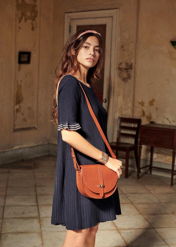 Solene Dress Navy Cotton Sezane