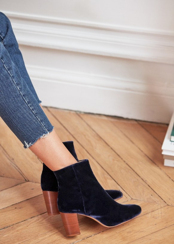 Lea Ankle Boots Ecru Smooth Or Textile Sezane