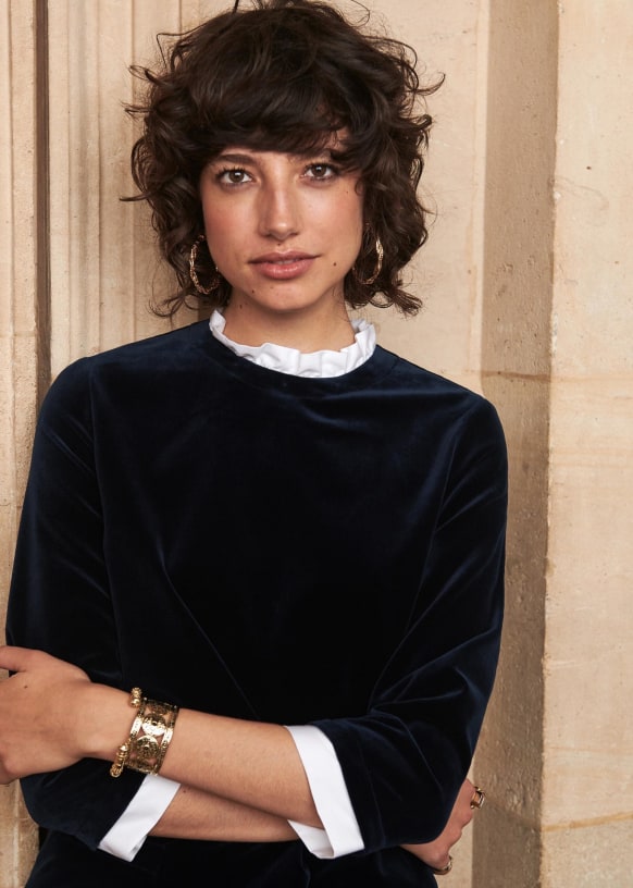 Robe Erin - Gris Foncé Moucheté - Laine - Sézane