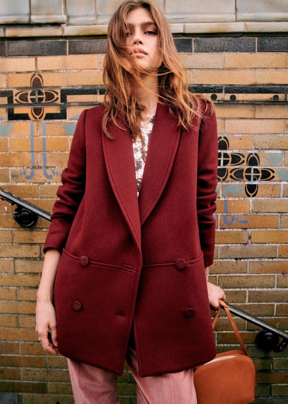 Sezane | Jackets & Coats | Szane Jim Coat In Rosewood | Poshmark