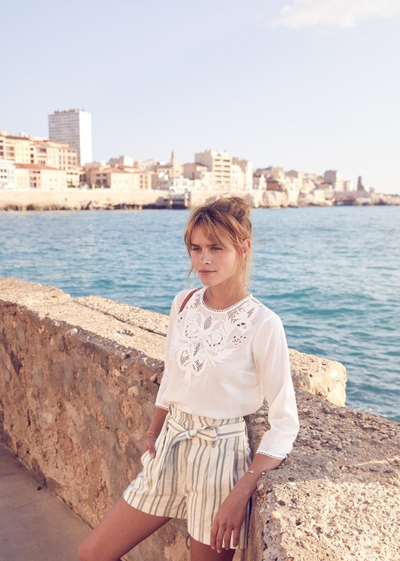 Vera blouse. Ecru Cotton Sezane