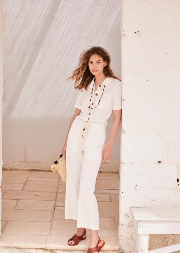 Sezane white jumpsuit clearance
