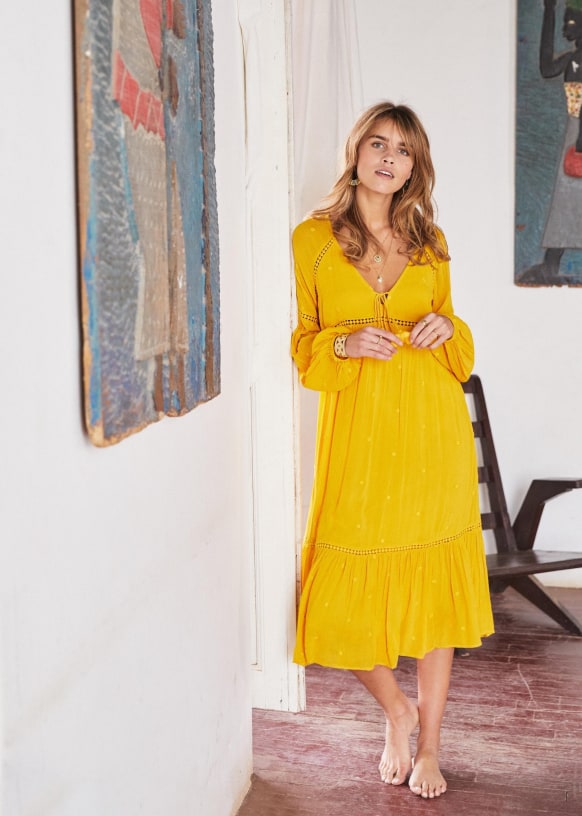 Robe Alana Safran Viscose Sezane