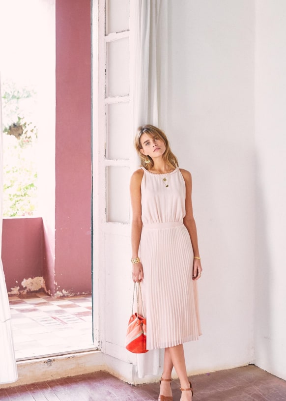 Louis dress Rosy beige Silk Sezane