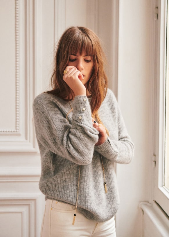 Robin jumper. MidGrey Super kid mohair Sézane