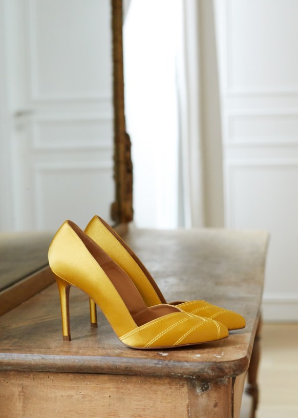 satin yellow heels