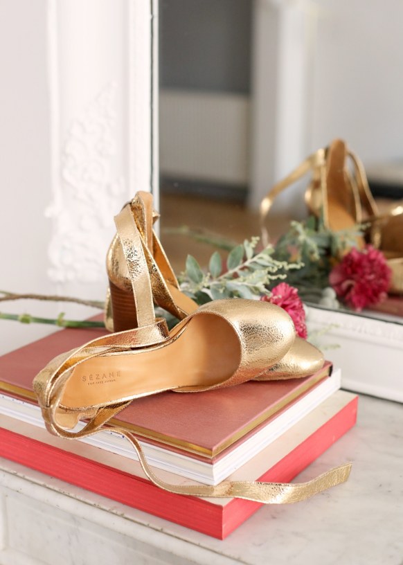 High Margot Mary Janes Gold Goat Leather Sezane