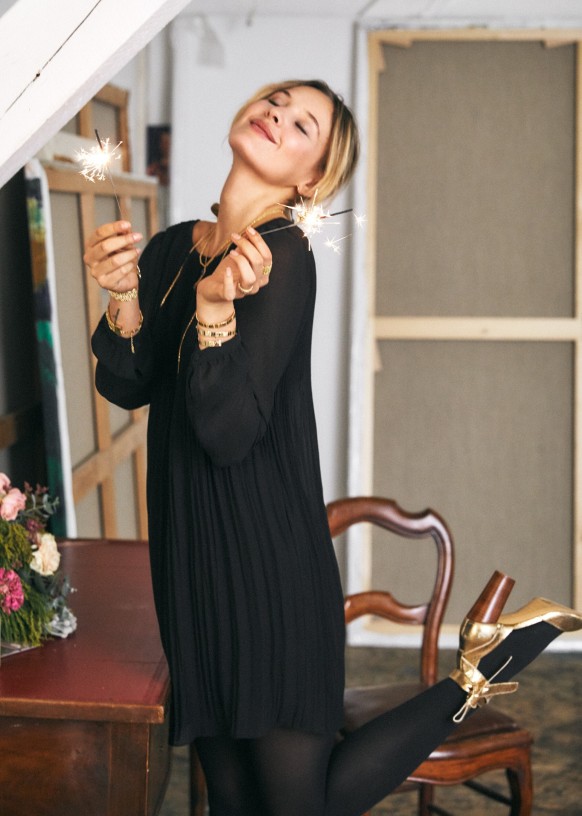 Ariel Dress. Black Polyester Sezane