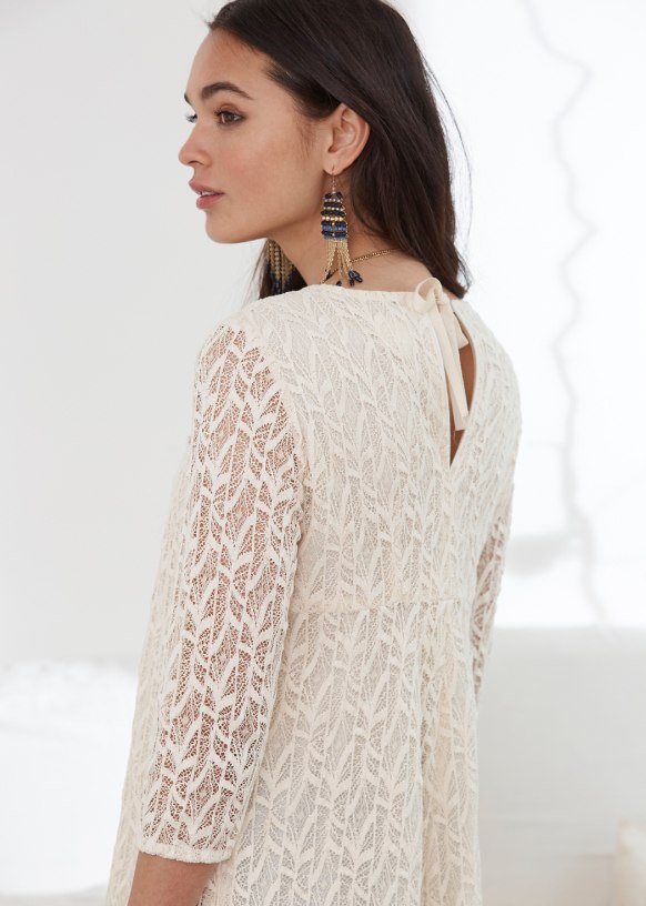 Thelma dress Ecru Lace Silk Sezane