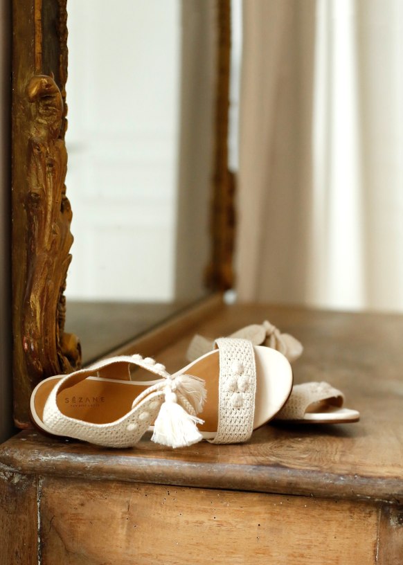 Low Palma Sandals Ecru Textile Sezane