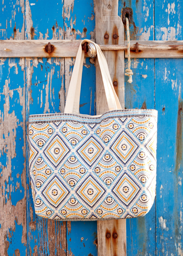 Cabas Delhi. Ocher Multicolored Textile Sezane