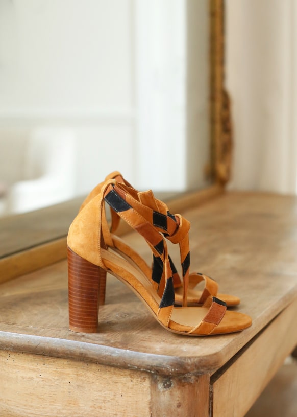 Sandalias High Silver Patchwork Ocre