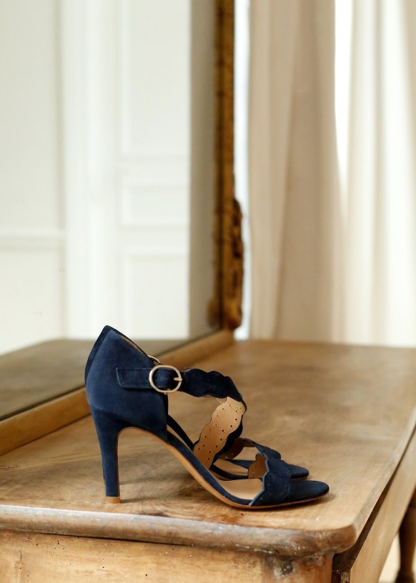 Navy high sandals top