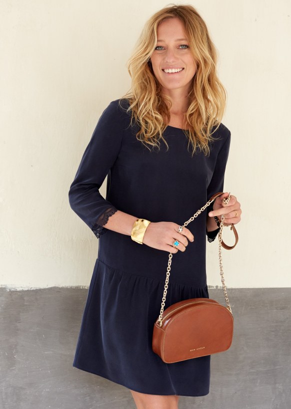 Gali Dress Navy Silk Sezane