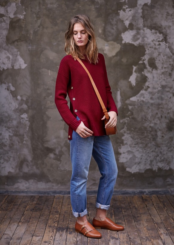 Elton Jumper. Burgundy Merino Wool Sezane