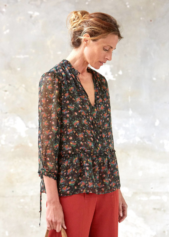 Blouse Sézane Tally Imprimé Fleurs Arabesque - Taille 38 - Viscose - Neuf Sans étiquette