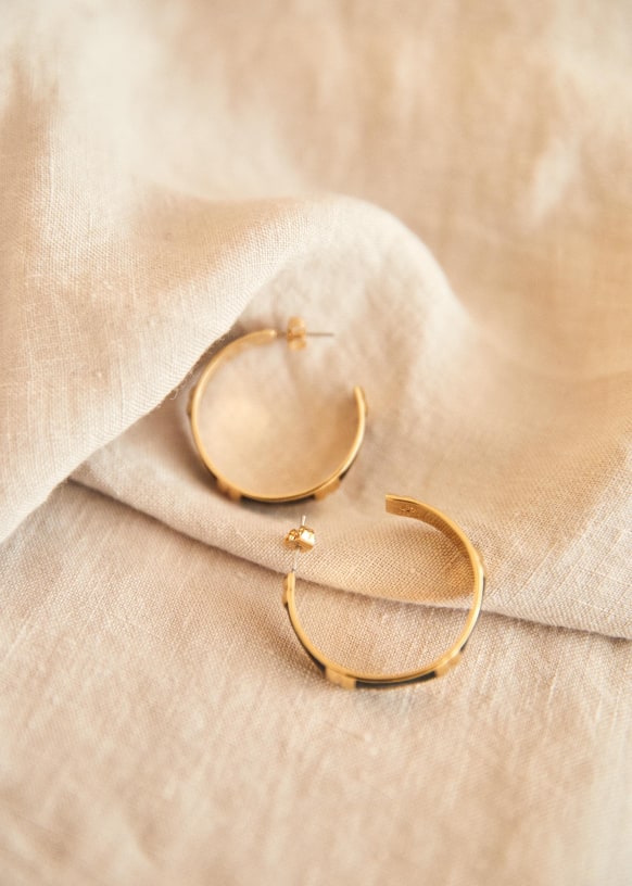 Ana Hoop Earrings - Multicoloured - 3 micron Gold-plated metal - Sézane