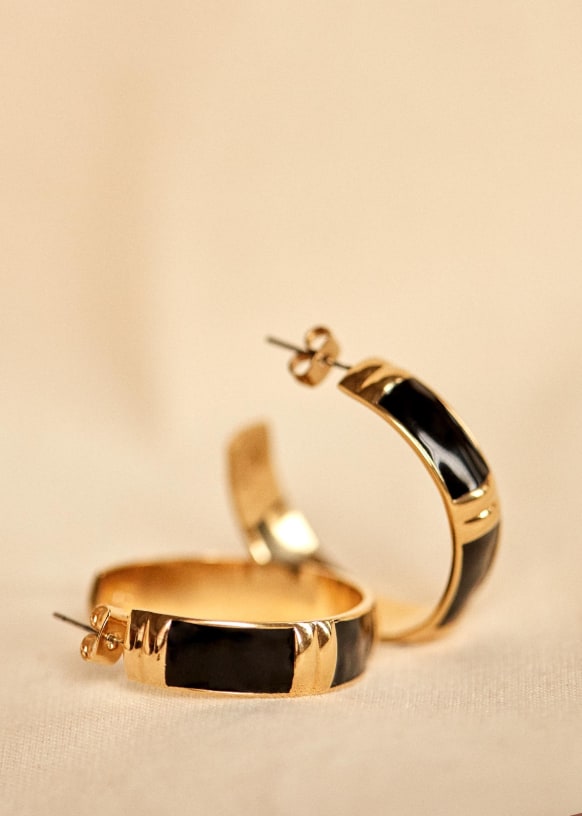 Ana Hoop Earrings - Multicoloured - 3 micron Gold-plated metal - Sézane