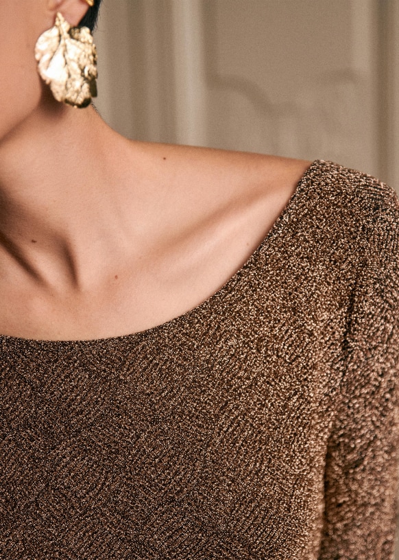 Lauren Dress Black Gold Polyamide Sezane