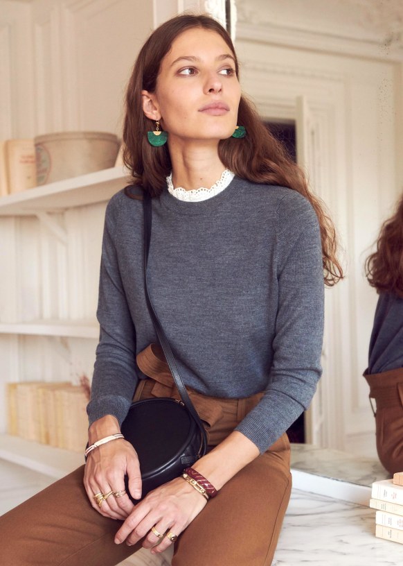 Eduardo jumper Mid Heather Grey Merino Wool Sezane