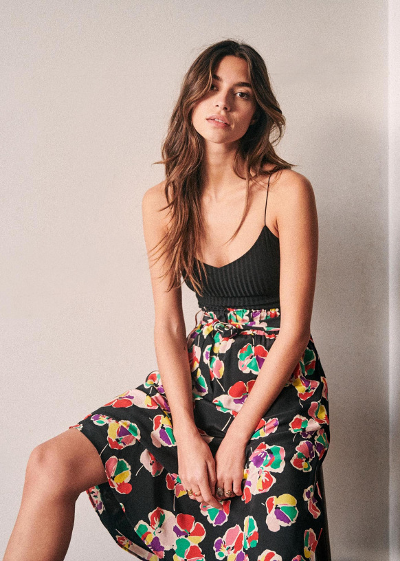 Jupe Elie - Jacquard bicolore noir et blanc - Viscose - S?�zane