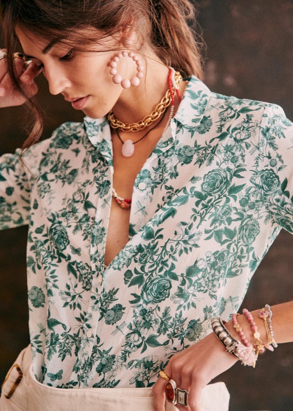 Pierro Shirt - Botanical Print - Cotton - Sézane