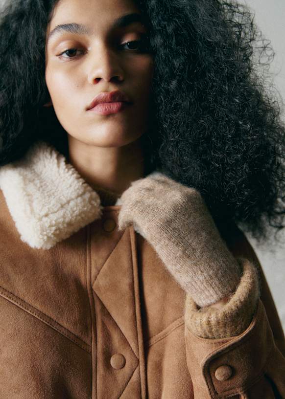 Nico Coat - Caramel Ecru - Lamb leather - Sézane