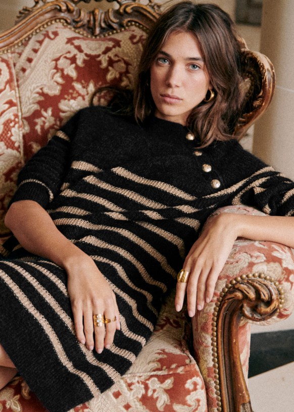 Tessa Dress - Black / Gold - Super kid mohair - Sézane
