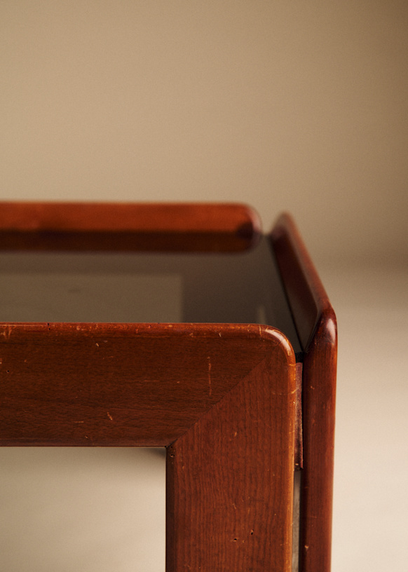 Table basse glass and wood vintage
