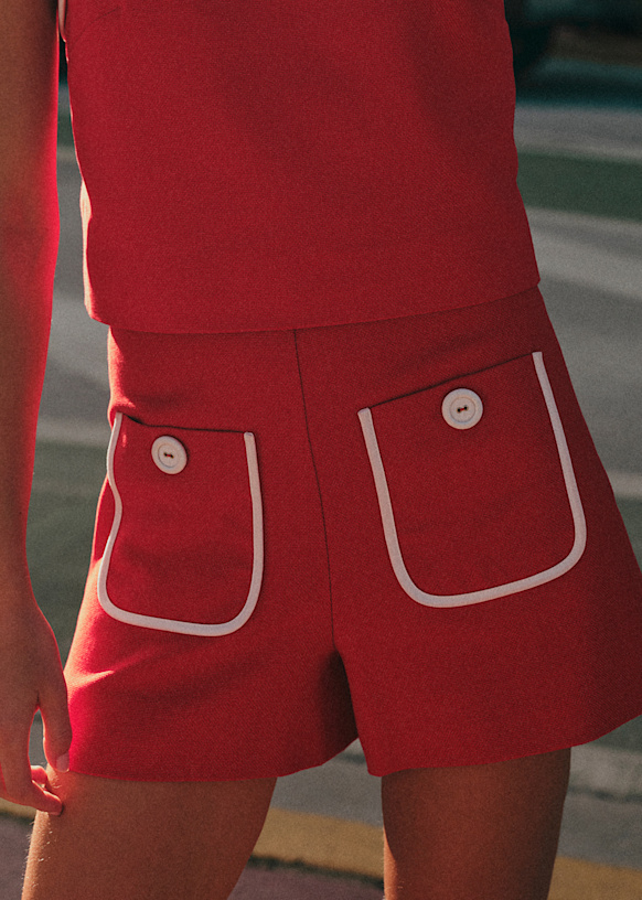 Leonis Shorts - Khaki green brown black sand houndstooth