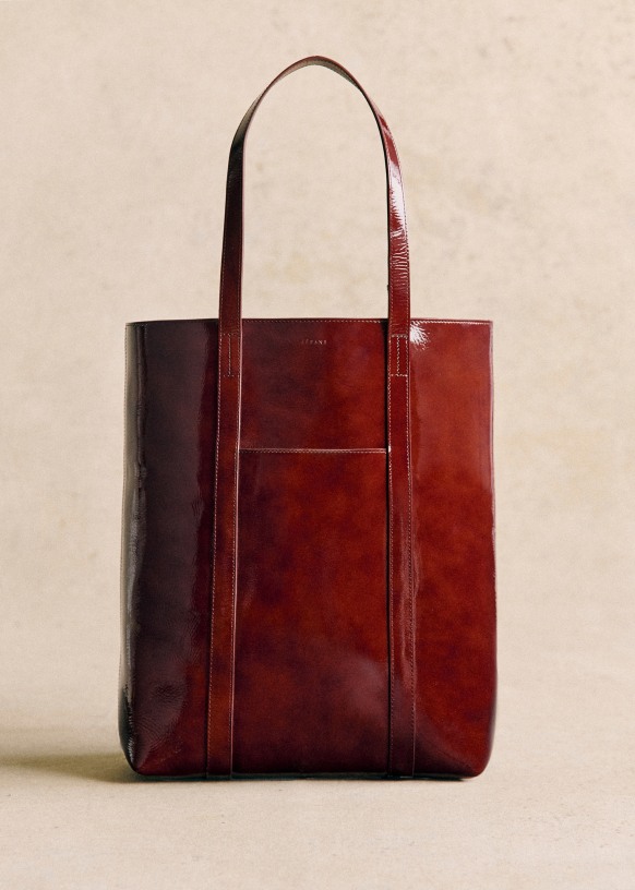 Le Cabas Rouge Vernis Cuir bovin Sezane