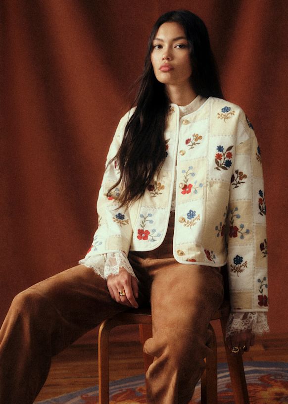 Veste Farelli - Sézane x Baziszt - Botanique Fond Ecru