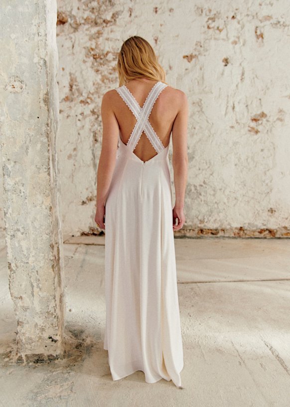 sezane formal dress Dayane - Ecru - Viscose Midi dress