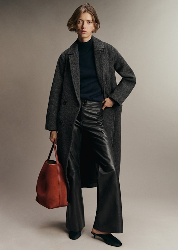 Viktor Coat - Black Grey Chevron - Wool - Sézane