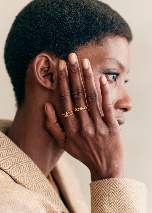 Bague Constance Ecru Dore Laiton Sezane