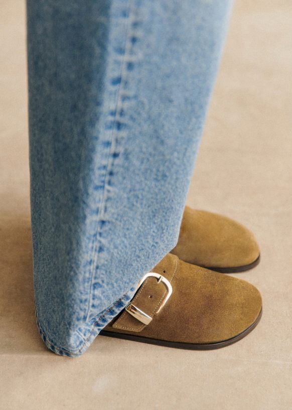 Marla Mules - Fur-lined taupe - Bovine leather - Sézane
