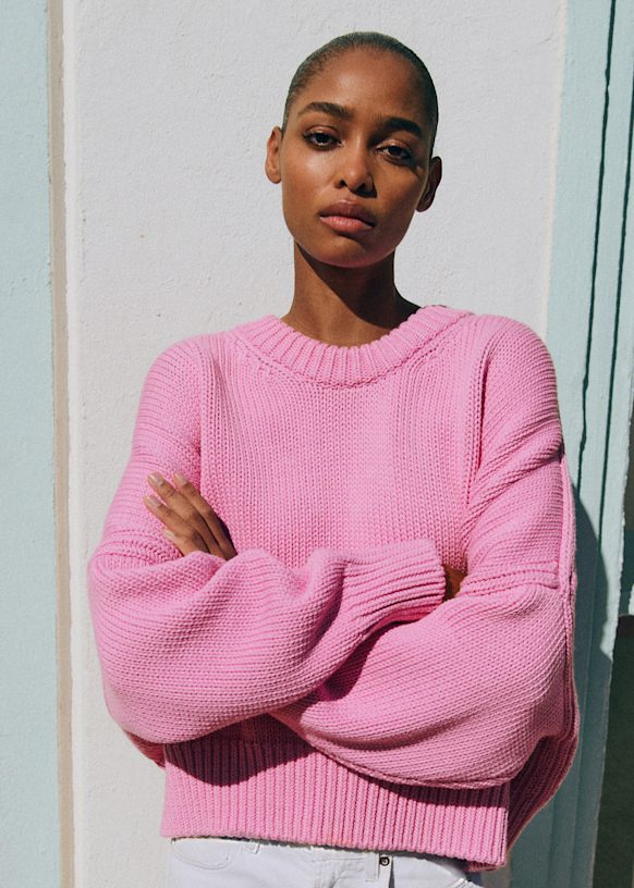 MEIAS L'ECHOPPE別注LILY スキッパーニットポロ ピンク Virgil Jumper - Rose Summer - Organic cotton - organic textile