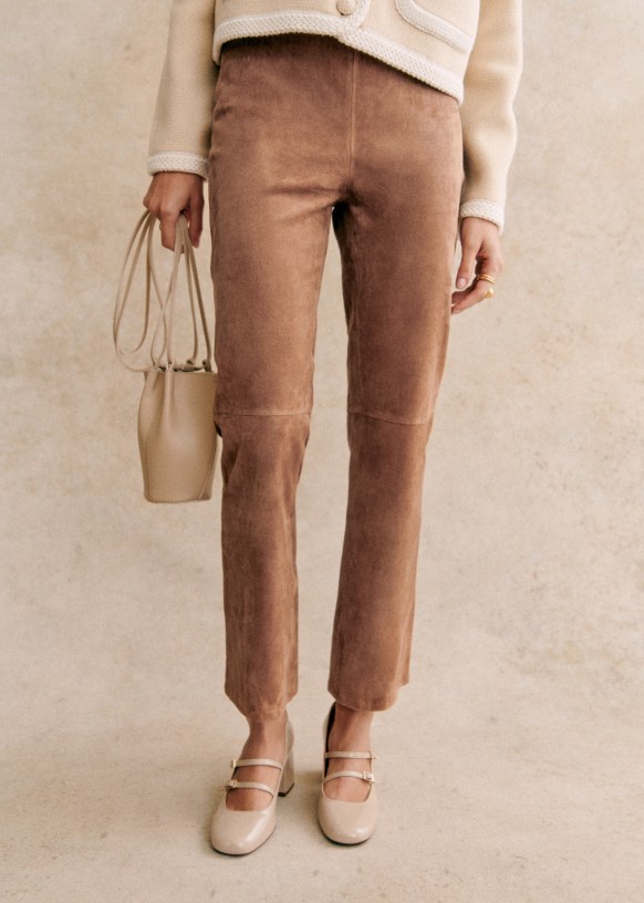 Tan suede trousers cheap