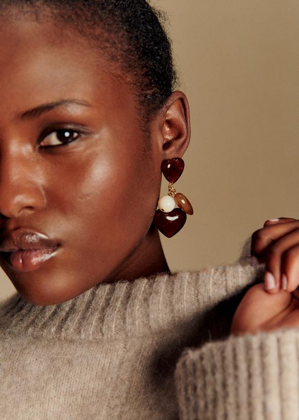 Freya ピアス - マルチブラウン - 樹脂 - Sézane