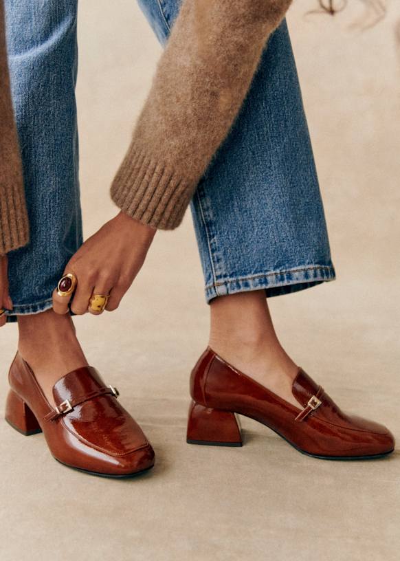 Victoire Loafers - Patent Mahogany - Patent cowide leather - Sézane
