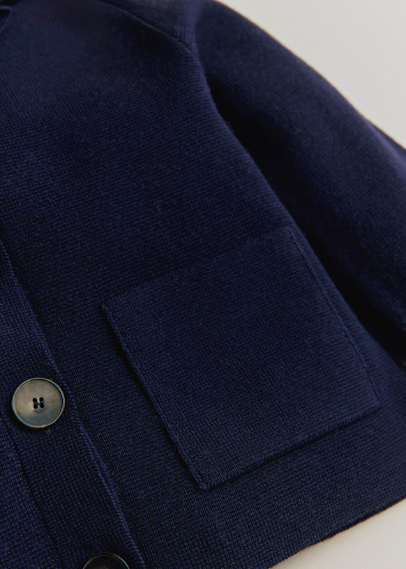 Betty Fantasy Cardigan - Navy - Merino Wool - Sézane